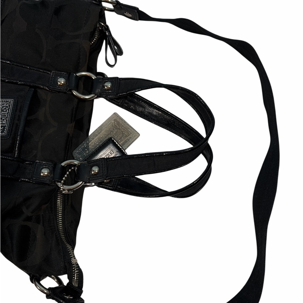 Coach Poppy Black Signature Logo Design Shoulder/Hand Bag - Picture 4 of 5